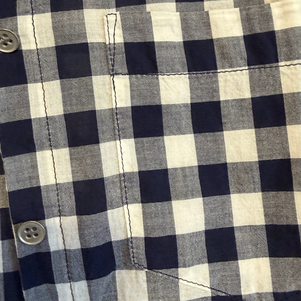 J. Crew Navy & White Gingham Button Down Shirt Single Front Pocket 100% Cotton - Picture 4 of 5